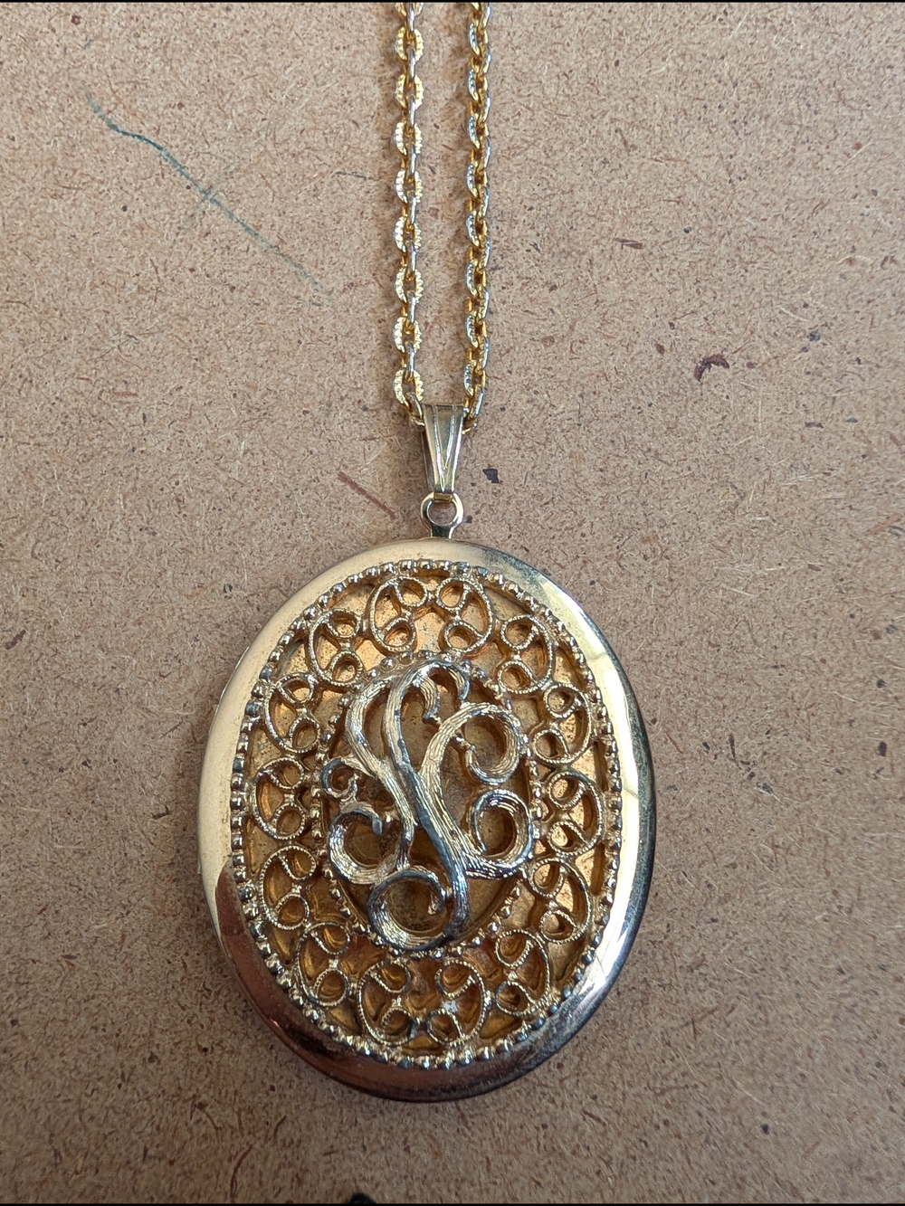 Vintage Sarah Coventry Gold Filigree Oval Locket Necklace